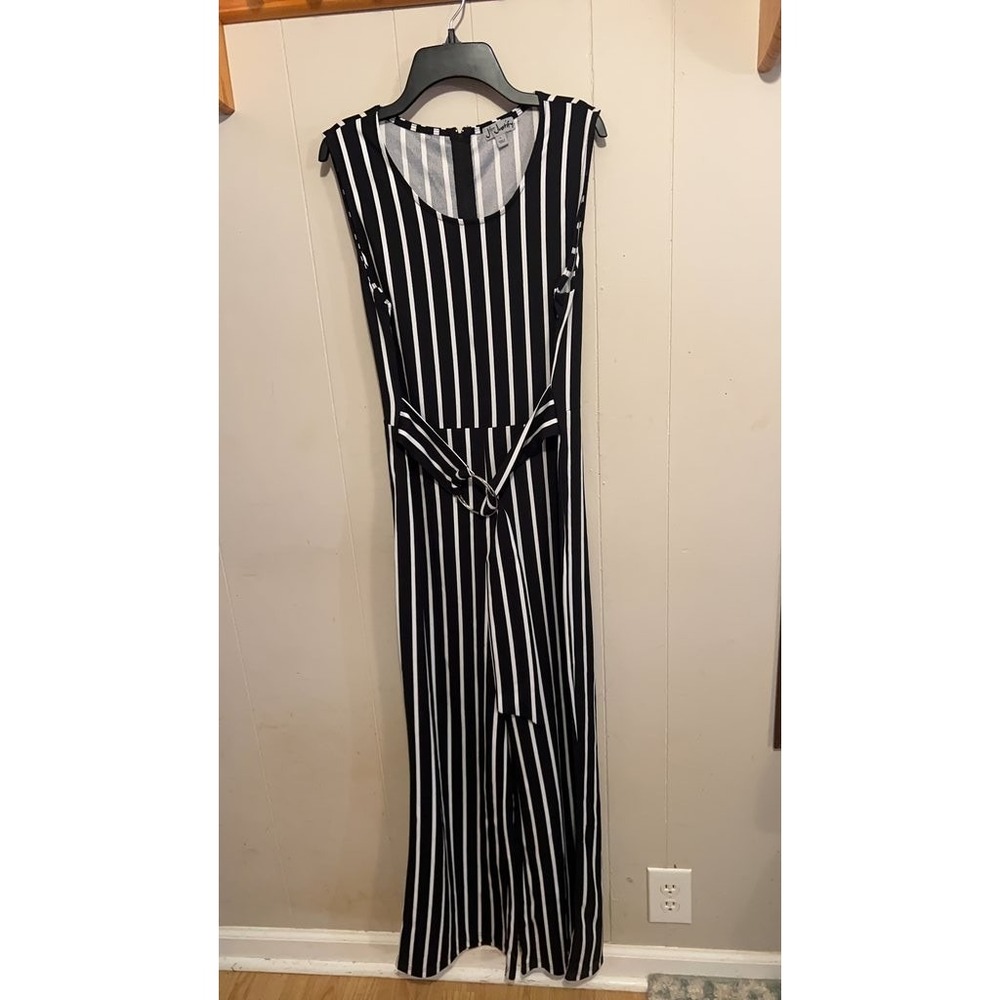 J for Justify Black and White Striped Jumpsuit
